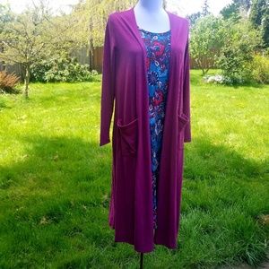 LuLaRoe Sarah Duster Cardigan w Pockets EUC